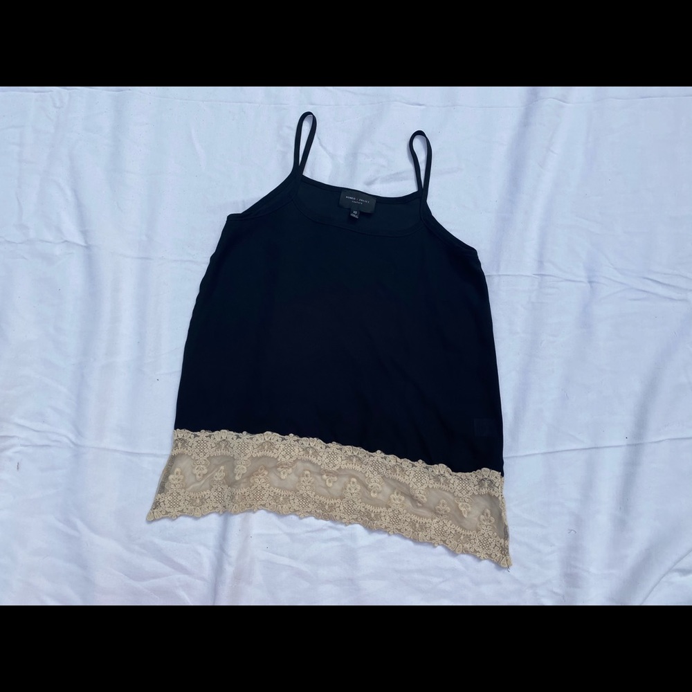 Black tank top with lace detail